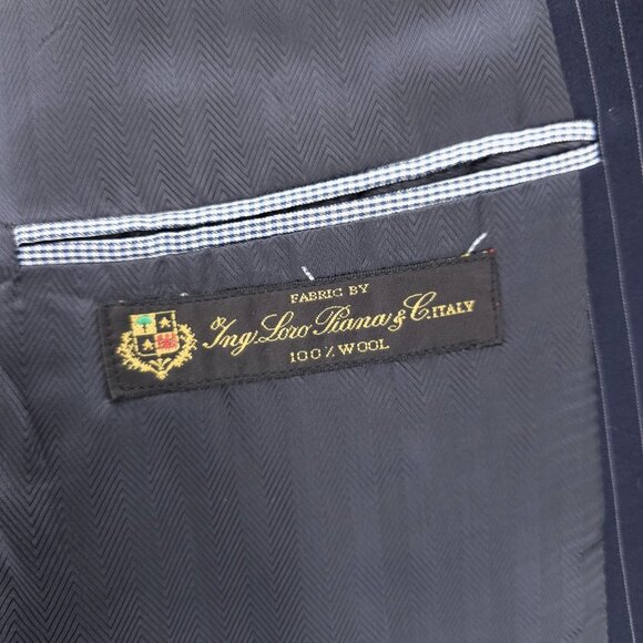 Unbranded Loro Piana Fabric Super 120's 100% Wool Jacket Blue Striped 46 X - Picture 5 of 7